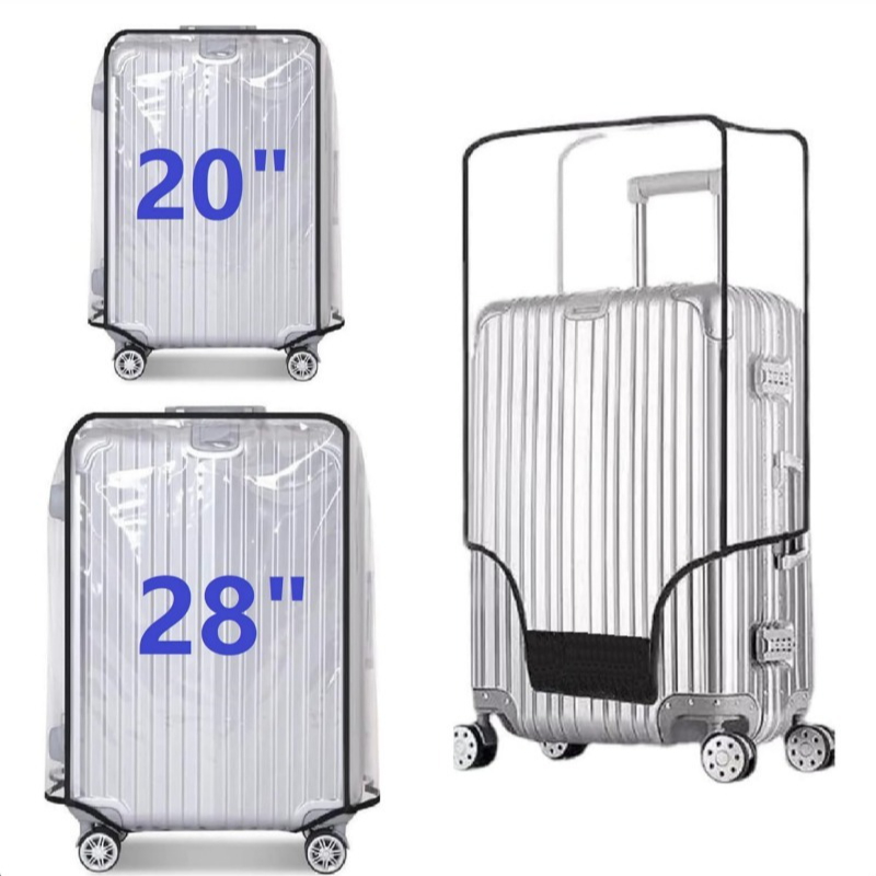Waterproof Suitcase Cover Protector - 防水ホイール付きスーツケース用ダストカバー 透明PVCスーツケースカバープロテクター 透明荷物カバー 防塵トラベルスリーブ
