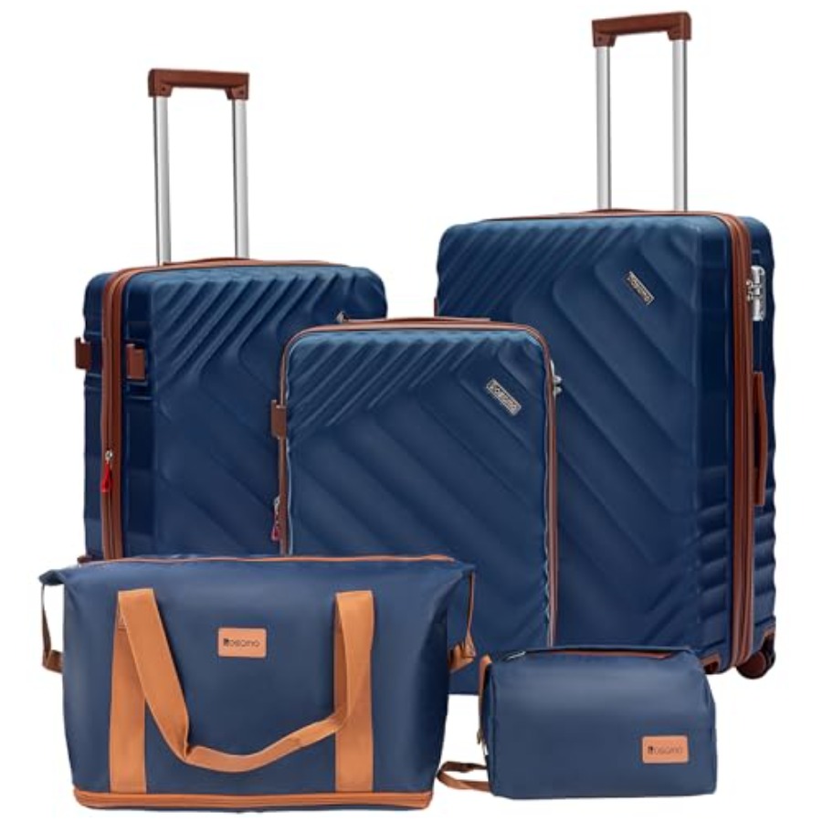 Expandable Hard Shell Luggage Set - 5ピースハードシェル拡張可能ラゲージセット、機内持ち込み可能