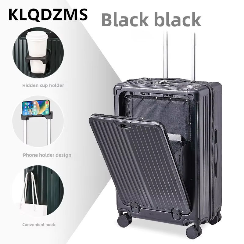 Front Opening Laptop Luggage 24 Inch - KLQDZMS 20インチ22インチ24インチ26インチラップトップスーツケースフロントオープニングボーディングボックス多機能トロリーケースローリングラゲッジバッグ