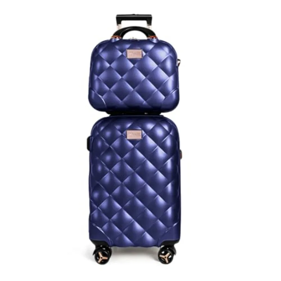 Expandable Hard Shell Luggage Set - 旅行用の2点セット、14インチ/20インチのキャリーオンバッグ。拡張可能なハードシェルスーツケースで、TSAロック付き。ブラック。軽量で耐久性に優れています。