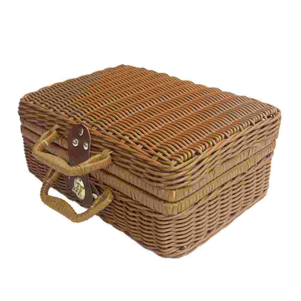 Retro Vintage Trunk Suitcase - 籐のピクニックケース,織り収納,ビンテージボックス,ハンドバッグ,バスケット,キャンプギフト,ビントランク,素朴なケース,農家,バスケット