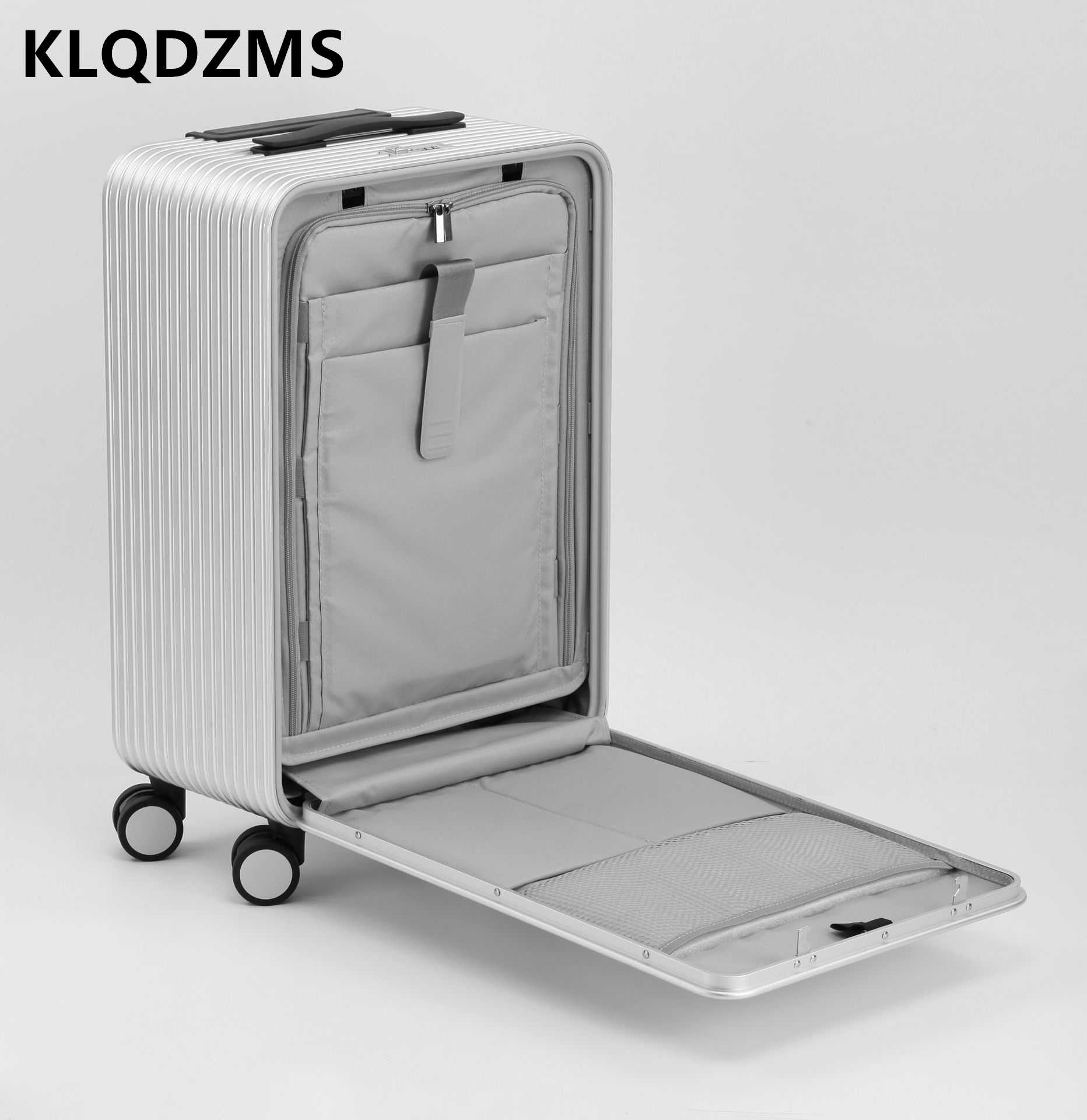Front Opening Laptop Luggage 24 Inch - KLQDZMS 荷物全アルミニウムマグネシウム合金搭乗ボックスビジネストロリーケース 17 