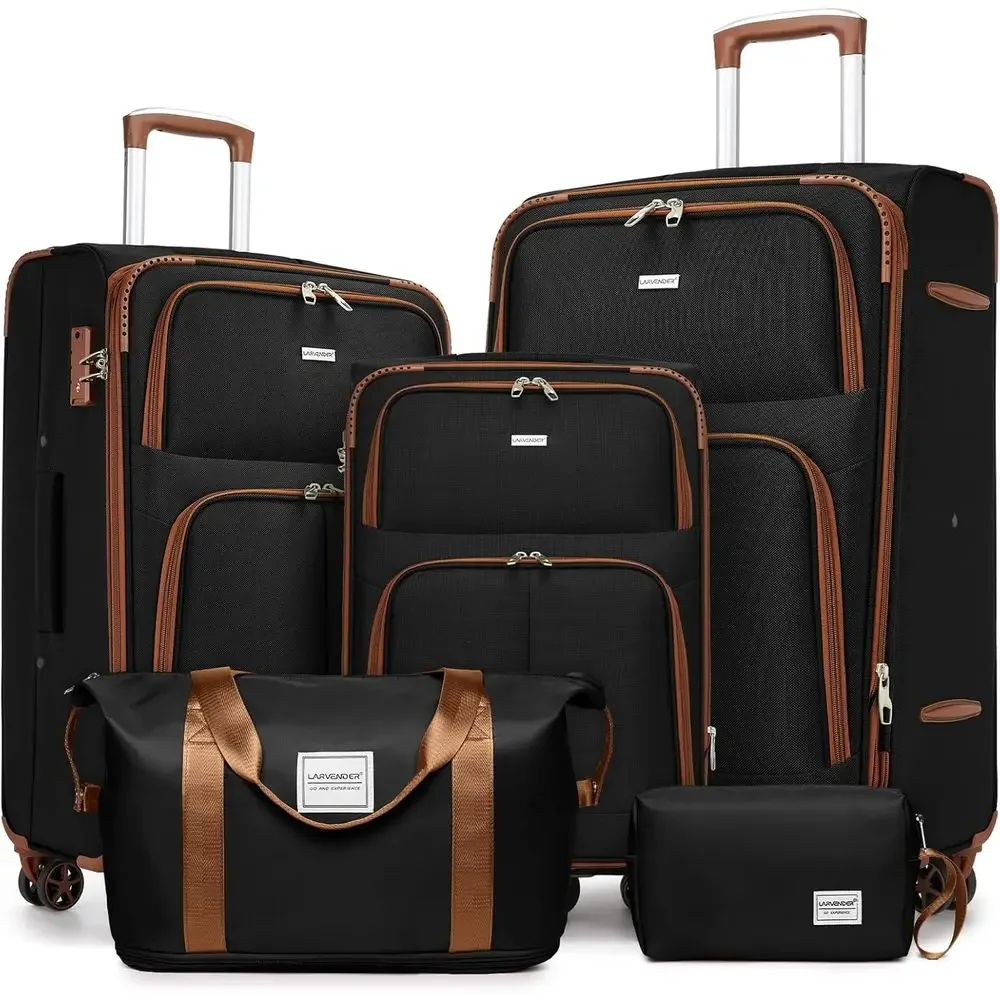 5点セット拡張可能スーツケースセット、スピナーホイール付き、 - Expandable Hard Shell Luggage Set のレビューと価格