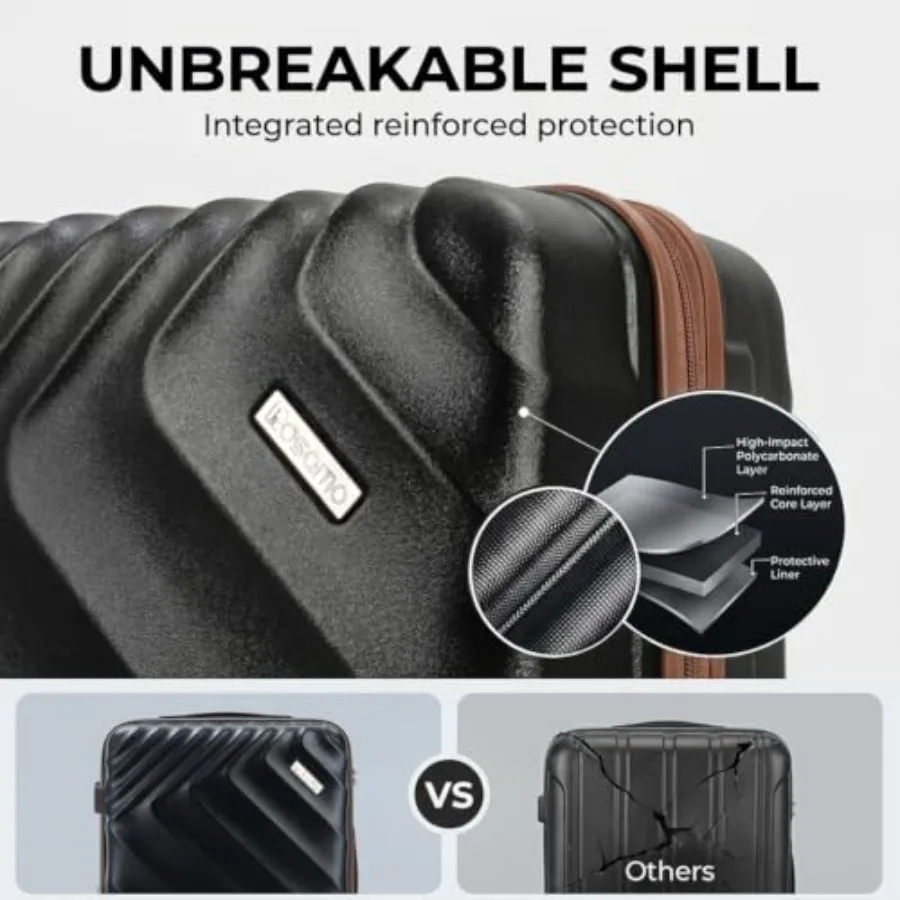 旅行用5点セットのハードシェル拡張式スーツケース。ポリカーボ - Expandable Hard Shell Luggage Set のレビューと価格