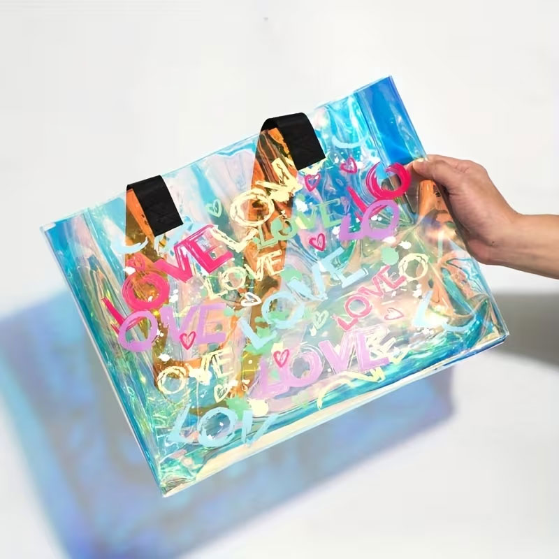 ファッショナブルなレーザープリントのハンドバッグ。PVCゼリ - Handbags のレビューと価格