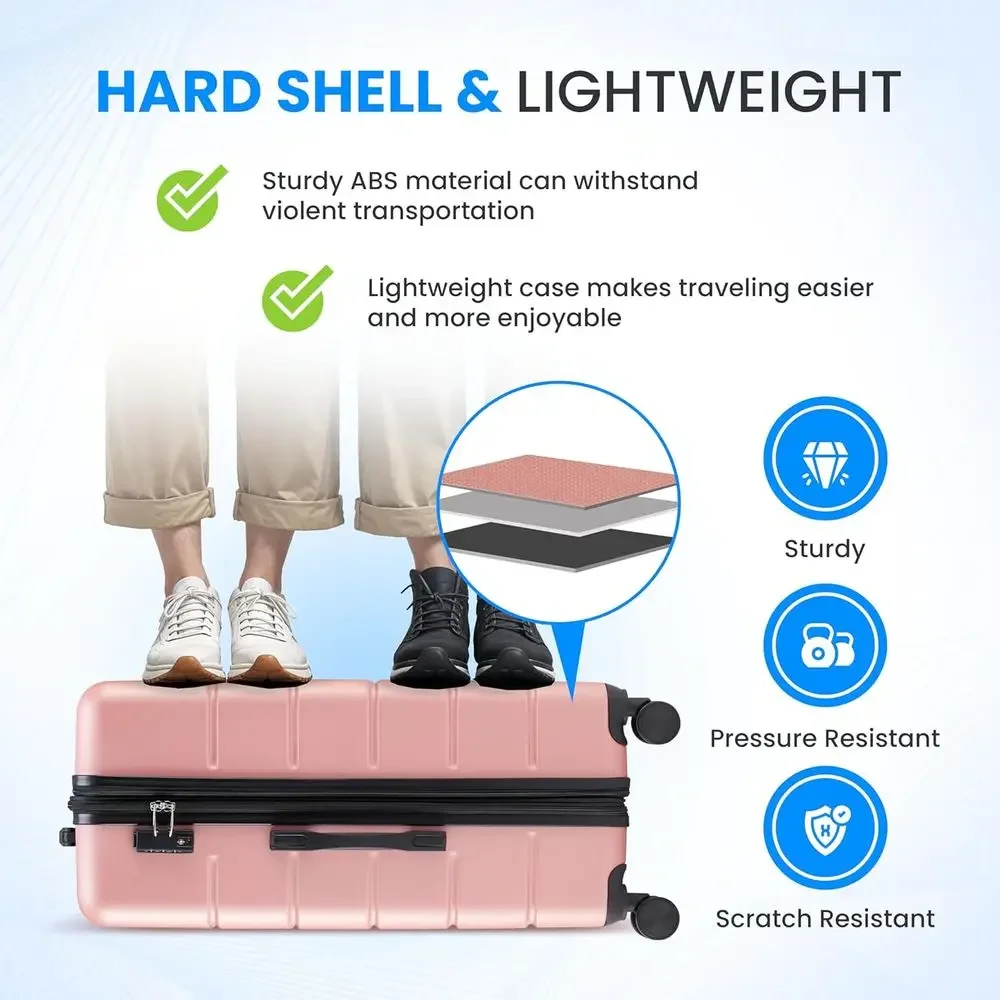 3ピース大型スーツケースセット、ダブルスピナーホイール、TS - Expandable Hard Shell Luggage Set のレビューと価格