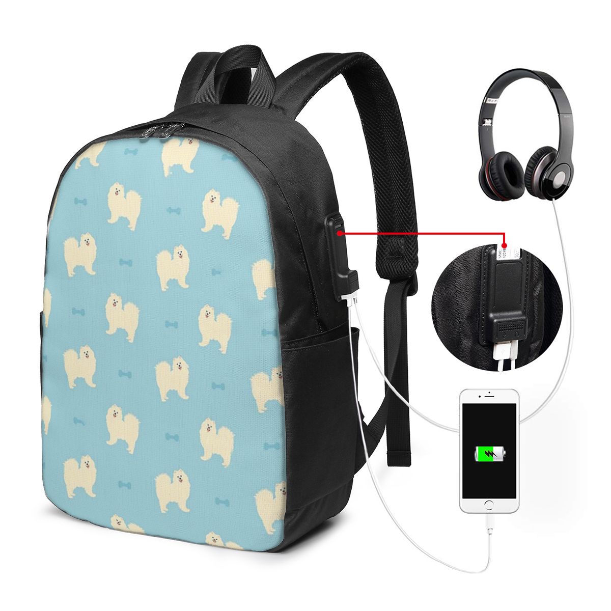 サモエド犬バックパック旅行ノートブックバッグコンピュータ大学 - Travel Bags のレビューと価格