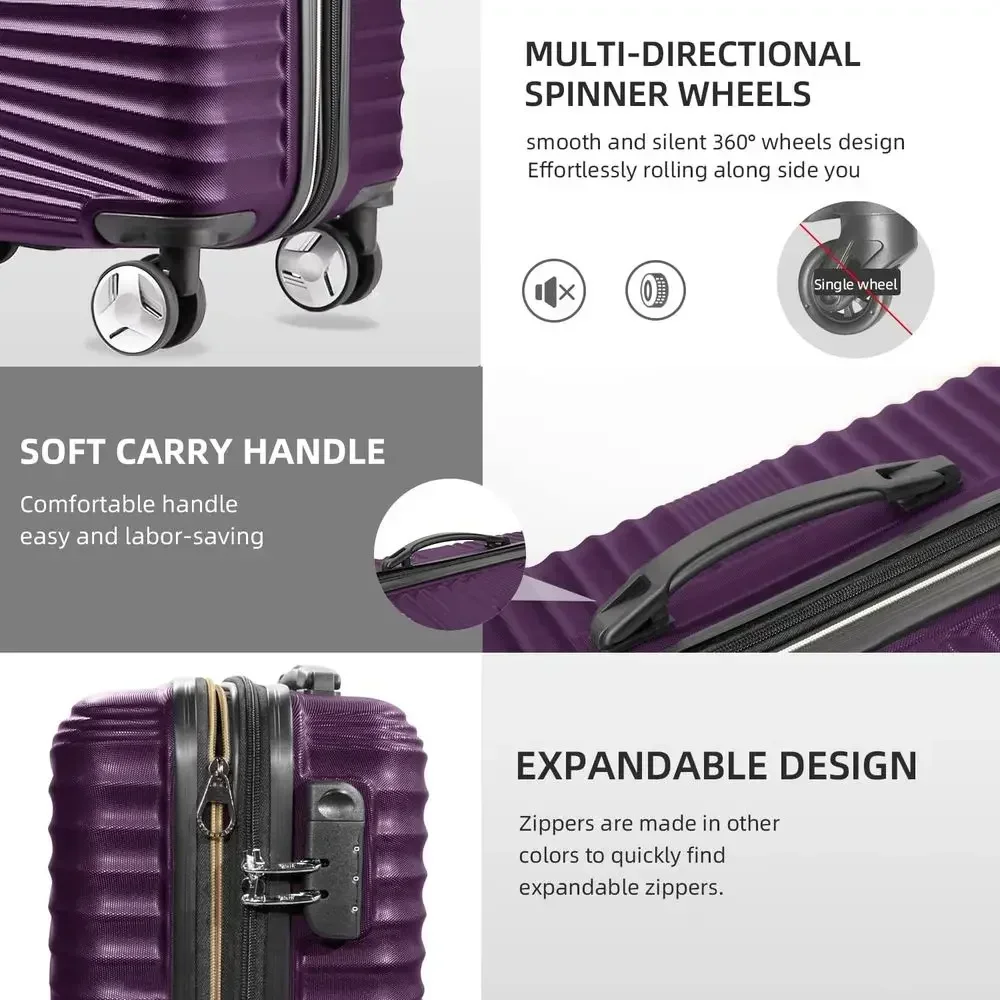 5点セット ハードシェル拡張可能スーツケースセット スピナー - Expandable Hard Shell Luggage Set のレビューと価格