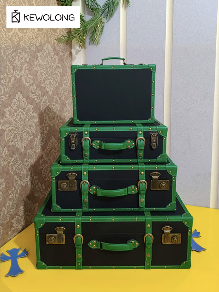 ヴィンテージレザー製スーツケース収納ボックス、フリップトップ - Retro Vintage Trunk Suitcase のレビューと価格