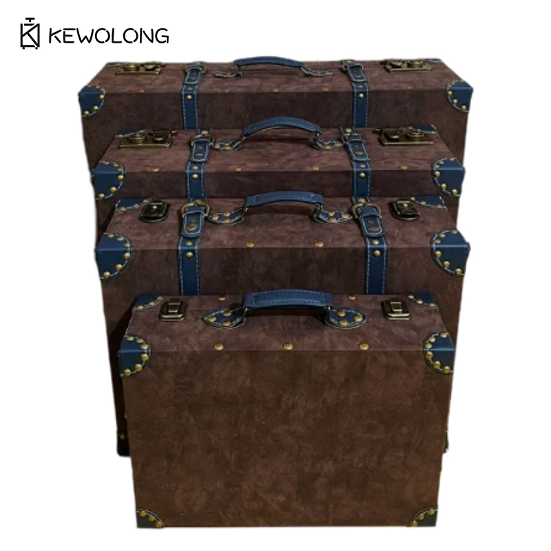 ヴィンテージレザー製スーツケース収納ボックス、フリップトップ - Retro Vintage Trunk Suitcase のレビューと価格